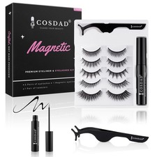 Magnetic Eyelashes Kit with Eyeliner, 5 Pairs, Upgraded 10-Magnet Magnetic La...