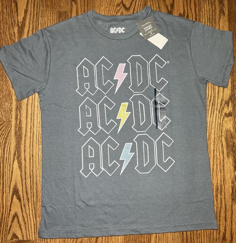 Camiseta AC/DC Rock Band Talla Grande Gris Manga Corta Unisex Nueva con Etiquetas - Imagen 1 de 7