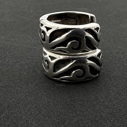 SILPADA etched scroll hoop earrings - P1735 sterling silver huggie .75" HTF - Picture 7 of 12