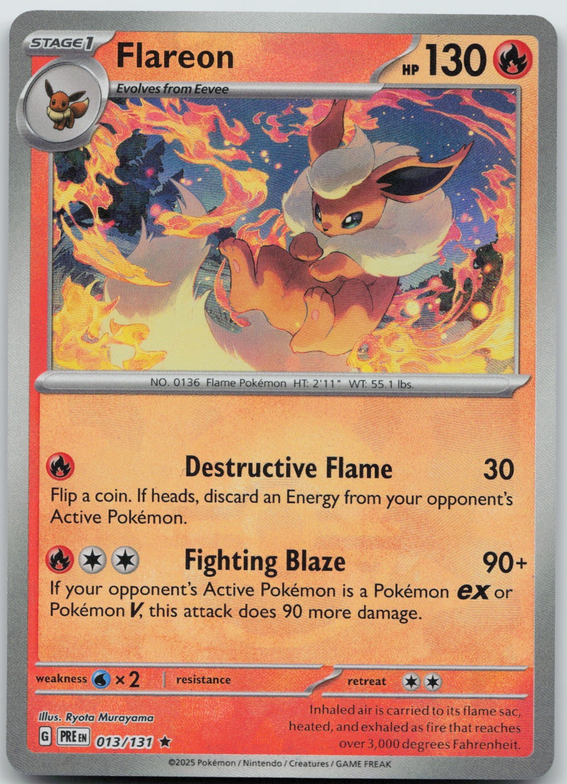 Flareon (Poke Ball Pattern) 013/131 Holofoil (H) SV: Prismatic Evolutions - NM