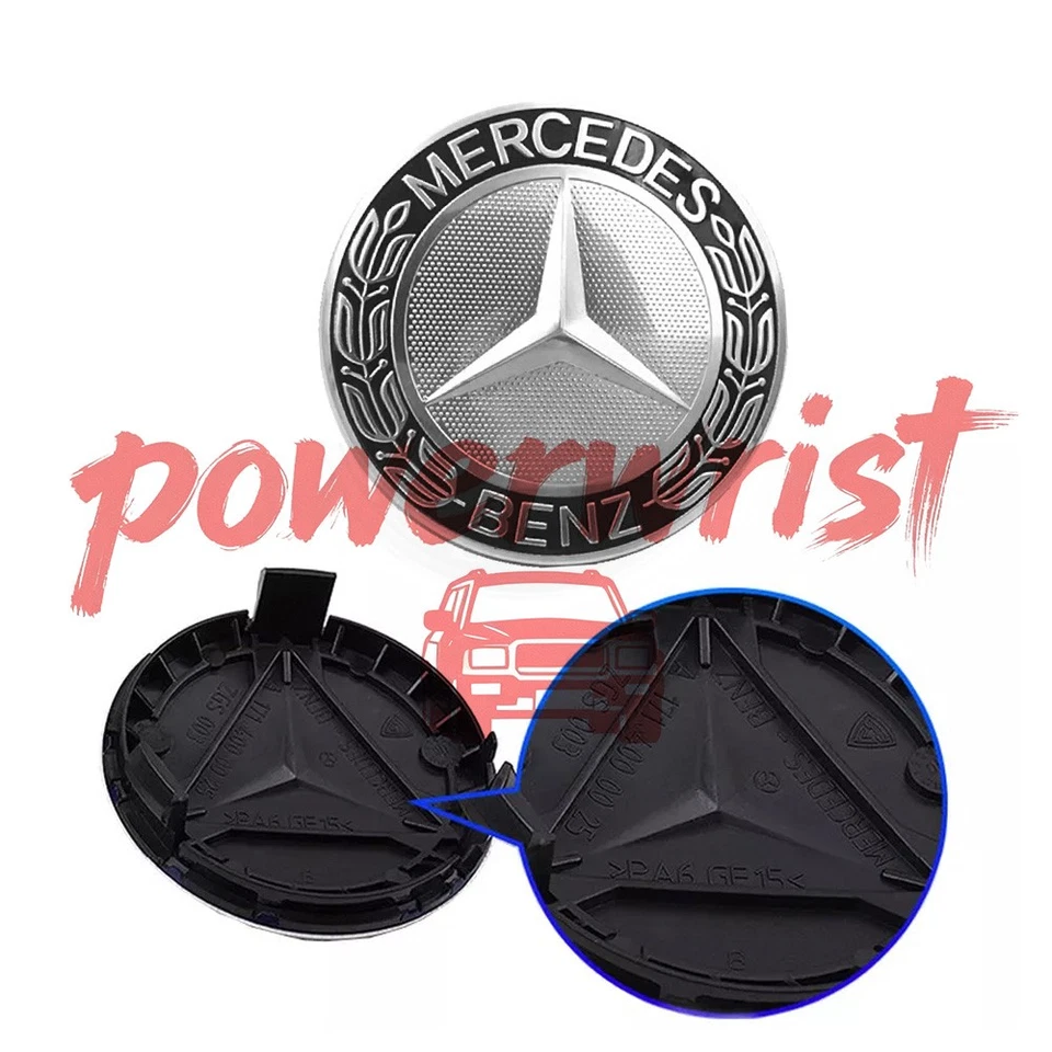 4Pcs 75MM Wheel Center Rim Caps Hubcaps for AMG Black Wreath - Изображение 2 из 4