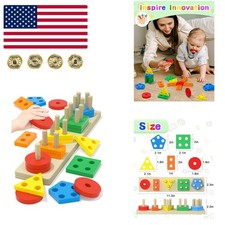 Rainbow Geometric Sorting & Stacking Toy - Safe, Non-Toxic Fun for Toddlers