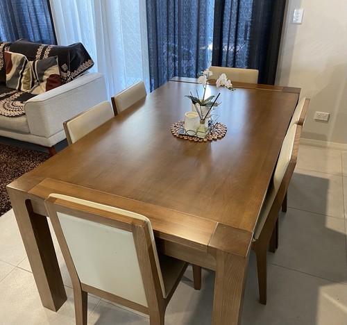 6 Seater Oakwood Dining Table and chairs - Picture 2 of 3