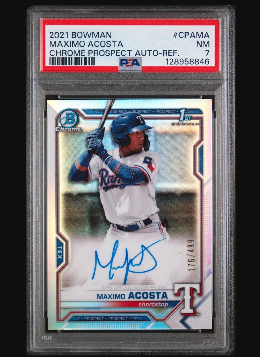 2021 Bowman Chrome Prospects Auto Refractor 176/499 Maximo Acosta #CPA-MA Auto