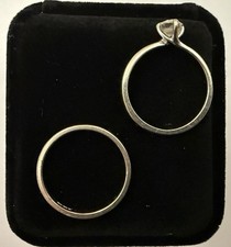 White Gold Diamond Ring Size M 0.50ct certificated by GIA  and 2mm Wedding Band