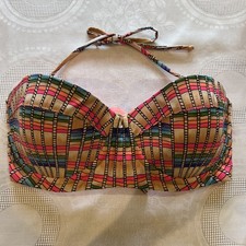 NWT Mara Hoffman Under Wire Paded bandeau Bikini Top Sz L Multi Color