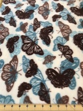 Butterflies Blue and Brown 17 X 60 Fleece fabric 219
