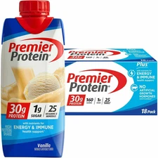 Premier 30g Protein PLUS Energy & Immune Support Shakes Vanilla 11 fl oz -18 PK