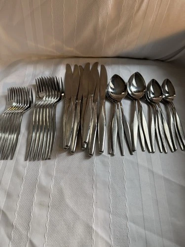 Oneida WINDRIFT Stainless Wm A Rogers Premier Ltd Burnished Flatware - 38 Pc
