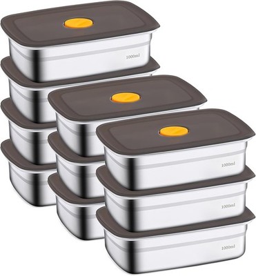 10 Pack Stainless Steel Food Storage Containers with Airtight Leak-Proof Lids, 3