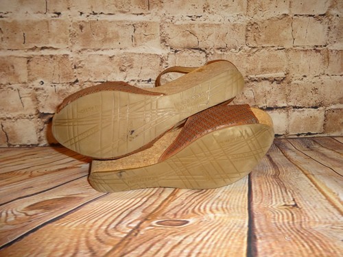 Kenneth Cole Reaction Women's Cork Wedge Sandals Brown Size 10 M Ankle Strap - Picture 6 of 6