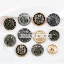 10PCS METAL SHANK BUTTONS CROWN ROUND 15MM-25MM COAT CLOTHING BAG SEWING CRAFTS