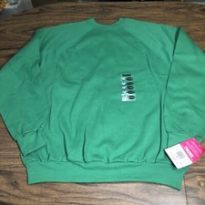 NOS Vintage Tultex Blank Sweatshirt Womens XL Green Raglan Made USA 80s 90s NWT