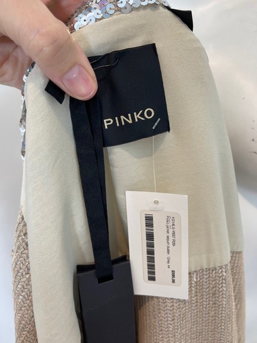 NWT Pinko Sequin Duster in Silver Size IT 44 US 8 - Picture 9 of 11