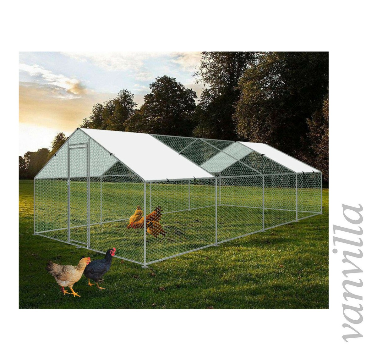 Hühnerstall Voliere 1,5x9x1,5 M – Aus Imprägniertem Kiefernholz, Mit Drahtgitter, Für Hühner & Kleintiere