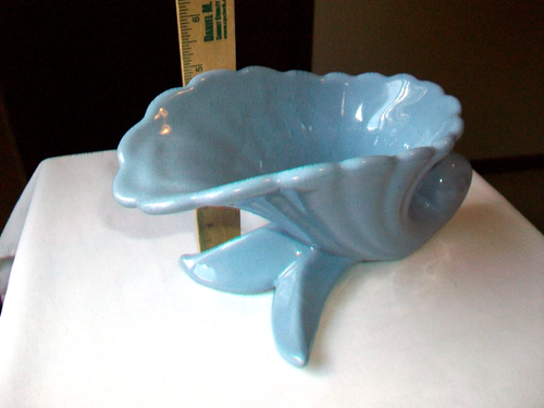 ABINGDON POTTERY CORNUCOPIA PLANTER VASE BLUE 9" - Picture 4 of 9