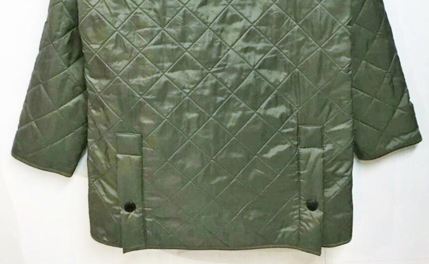 Barbour HOODED POLAR QUILT SL Coat Jacket olive green nylon size 