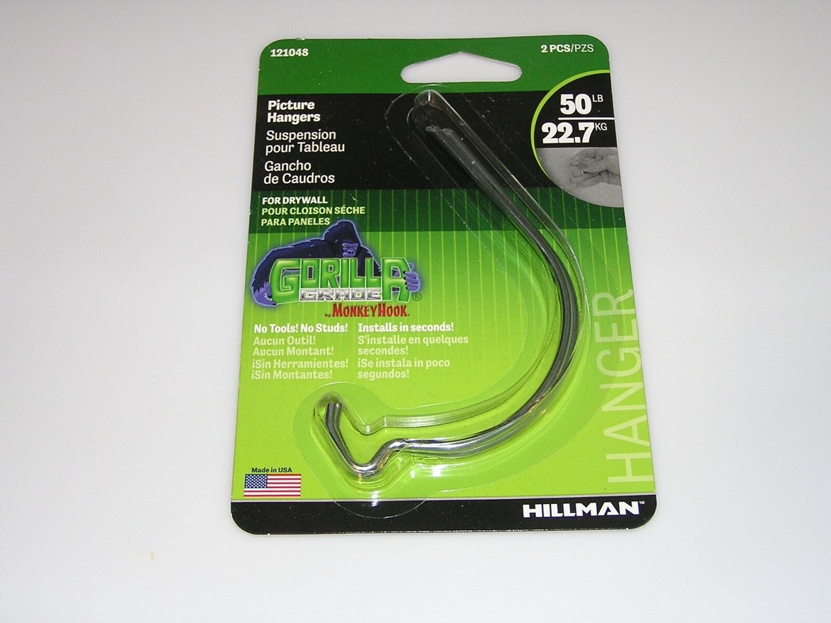 Hillman Gorilla Hook Silver Picture Hanger 50 lb 2 pk Hillman Gorilla Hook Silver Picture Hanger 50 lb 2 pk