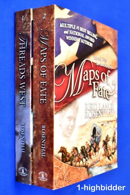 NEW! BOTH SIGNED! Threads West American Saga Book 1 & Maps of Fate 2 Rosenthal