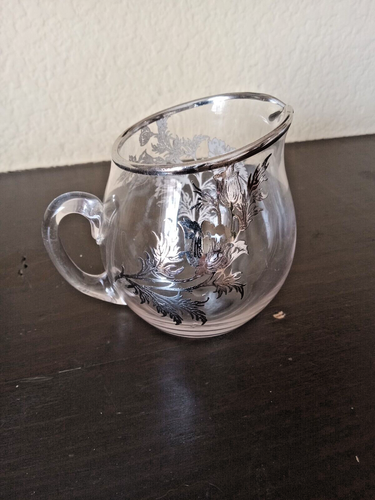 Vintange Silver City Glass Creamer Sterling Overlay Flanders Poppy - Picture 2 of 5