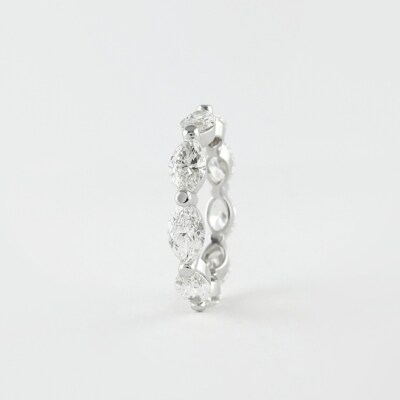 Full Eternity Nine Stone Sterling Silver 1.80 CT Marquise Shape Moissanite Ring