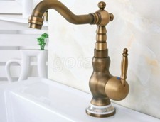Antique Brass Bathroom Basin Faucet Single Handle/Hole Deck Mounted Mixer Tap