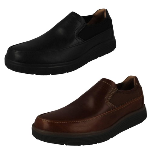 Mens Clarks Unstructured 'Un Abode Go' Leather Casual Slip On Shoes - G Fit - Afbeelding 1 van 21