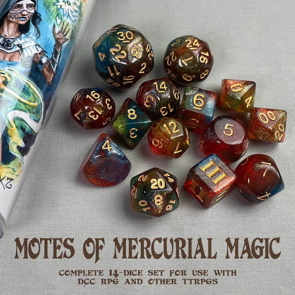 Dungeon Crawl Classics Motes of Mercurial Magic RPG Dice Set GMG6078 (14pcs)