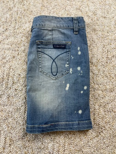 Calvin Klein Women's Distressed Denim Stretch Blue Jean Skirt Size 4 , (32x15) - Picture 8 of 8