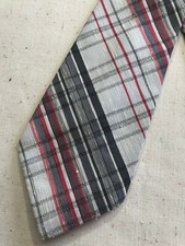 Vintage Men's Necktie Tie Classic Style RODNEY Grey Stripe Woven Retro