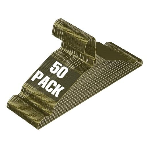 50-Pack Bronze Metal Coat Hangers Bulk Space-Saving Wire Clothes Hangers