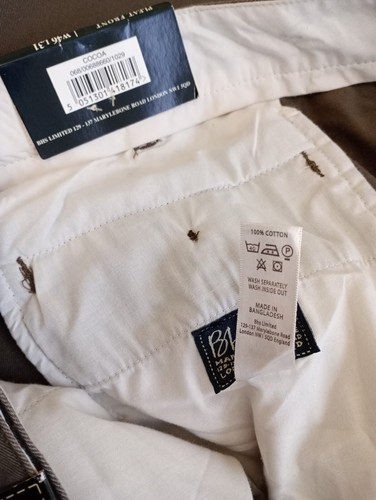 Men`s BHS Cotton Chinos W 46" L 31" Cocoa brown Regular fit BNWT - Picture 7 of 7