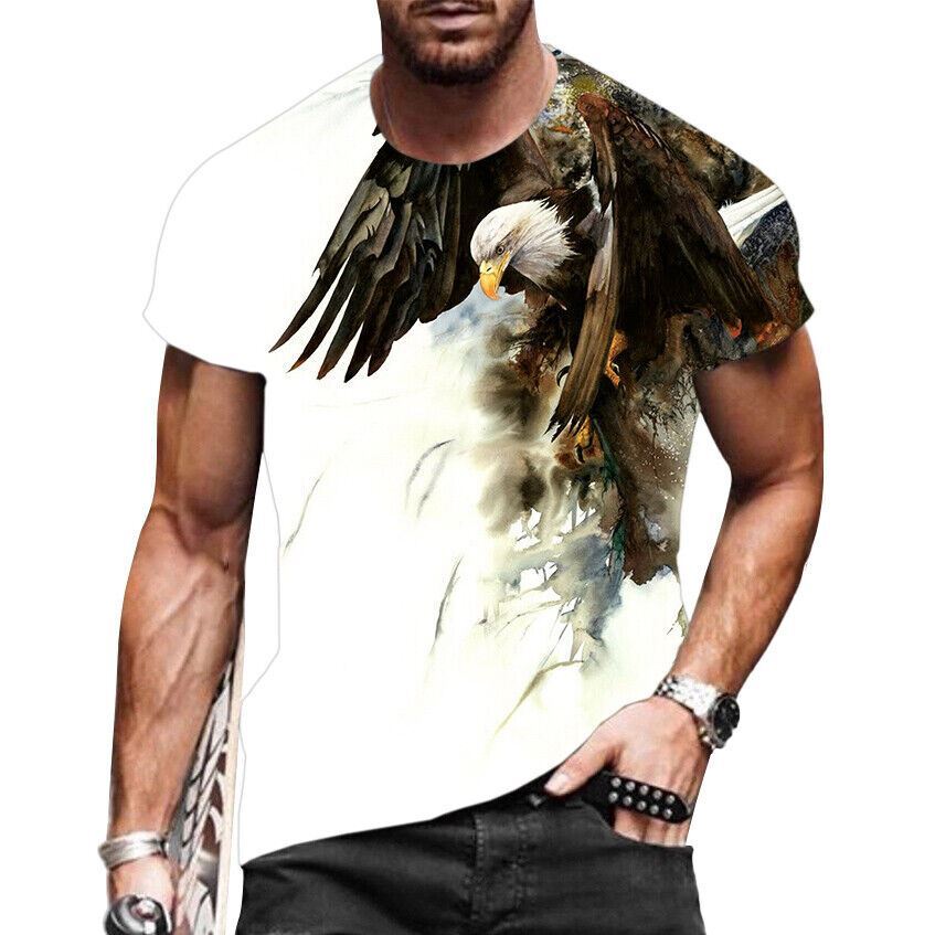 T-Shirt Men Eagle White Fashion Graphic White Short Sleeve T Shirt