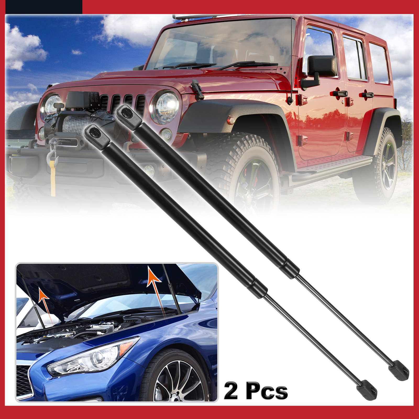Pack of 2 for Jeep Wrangler JK 2007-2018 Lift Supports Struts Gas Struts