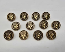 12 pcs Napoleon Empereur Antique Gold Plastic Craft Sewing Shank Buttons 15mm
