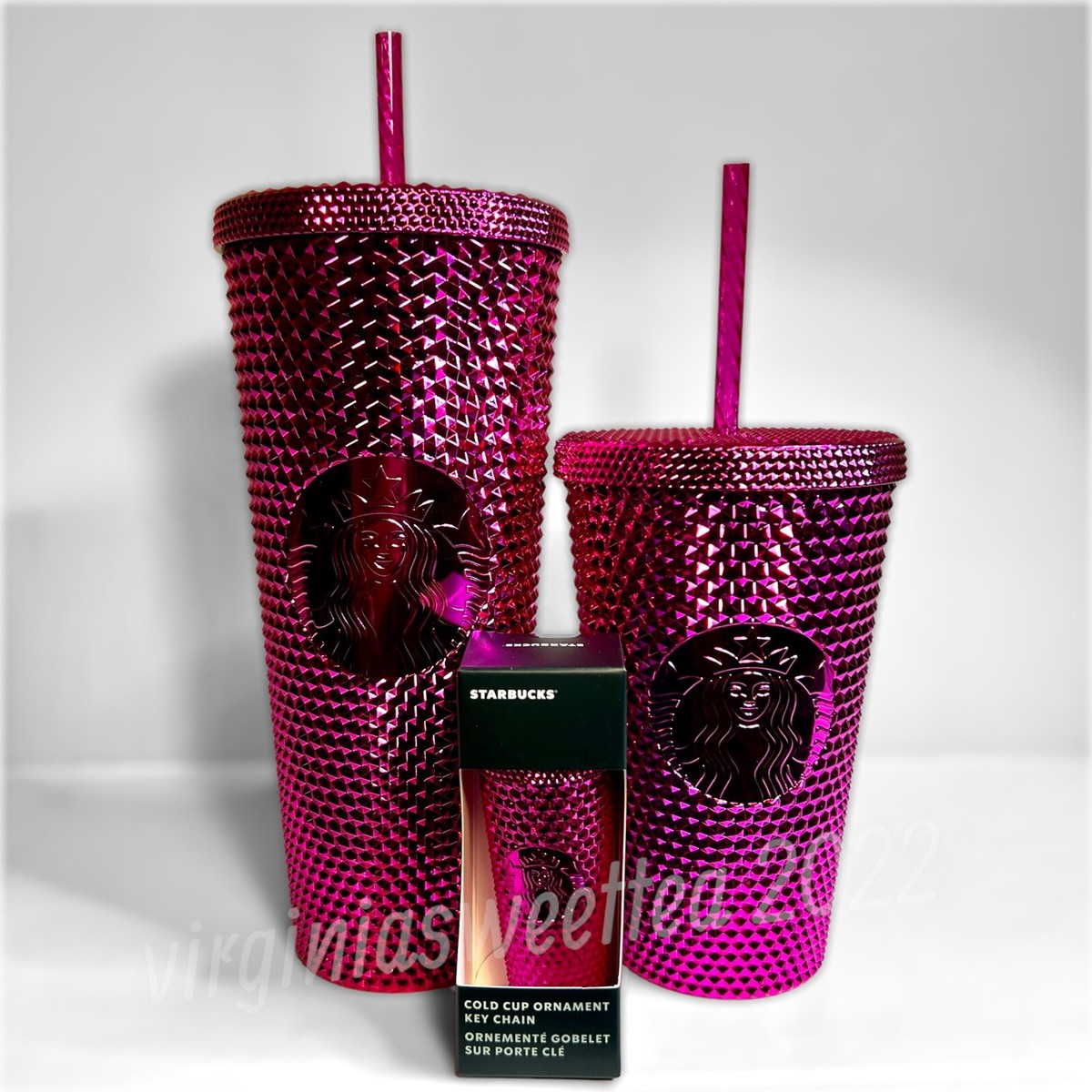 SET: Starbucks Metallic Pink Sangria Studded Bling 16oz 24oz SET: Starbucks Metallic Pink Sangria Studded Bling 16oz 24oz