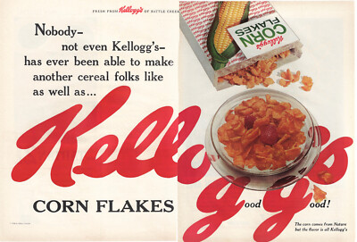 Kelloggs Corn Flakes Print Ad Vintage Advertisement Cereal Advertising Food 1958