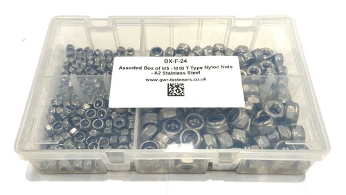 Caja surtida de tuercas Nyloc tipo M5 - M10 tipo T - acero inoxidable A2 - 250 piezas - Imagen 2 de 2