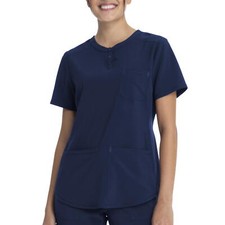 NO TAGS Scrubstar Women Stretch Antimicrobial V-Neck Placket Scrub Top Indigo XS