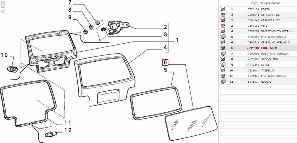 Rear window heated glass original Fiat Uno-Fiat 7691510 - Image 3 of 3