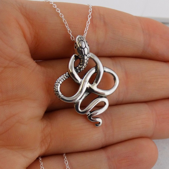 Snake Infinity Knot Necklace 925 Sterling Silver Pendant Snakes