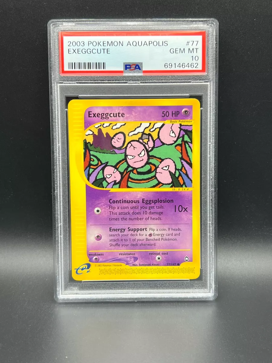 Pokemon PSA 10 GEM MT Exeggcute 77/147 Aquapolis 2003 E Reader S#6462 Pokemon PSA 10 GEM MT Exeggcute 77/147 Aquapolis 2003 E Reader S#6462