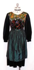 L 14 Long German Holiday Dirndl DRESS Elegant VELVET Christmas Holiday Hostess