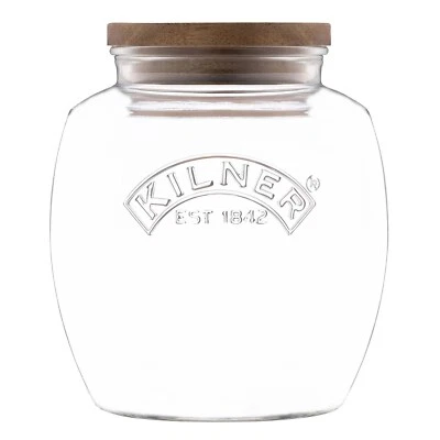 KILNER Glass Jar 2L Round Preserving Jar Storage with Airtight Push Top Lid Container