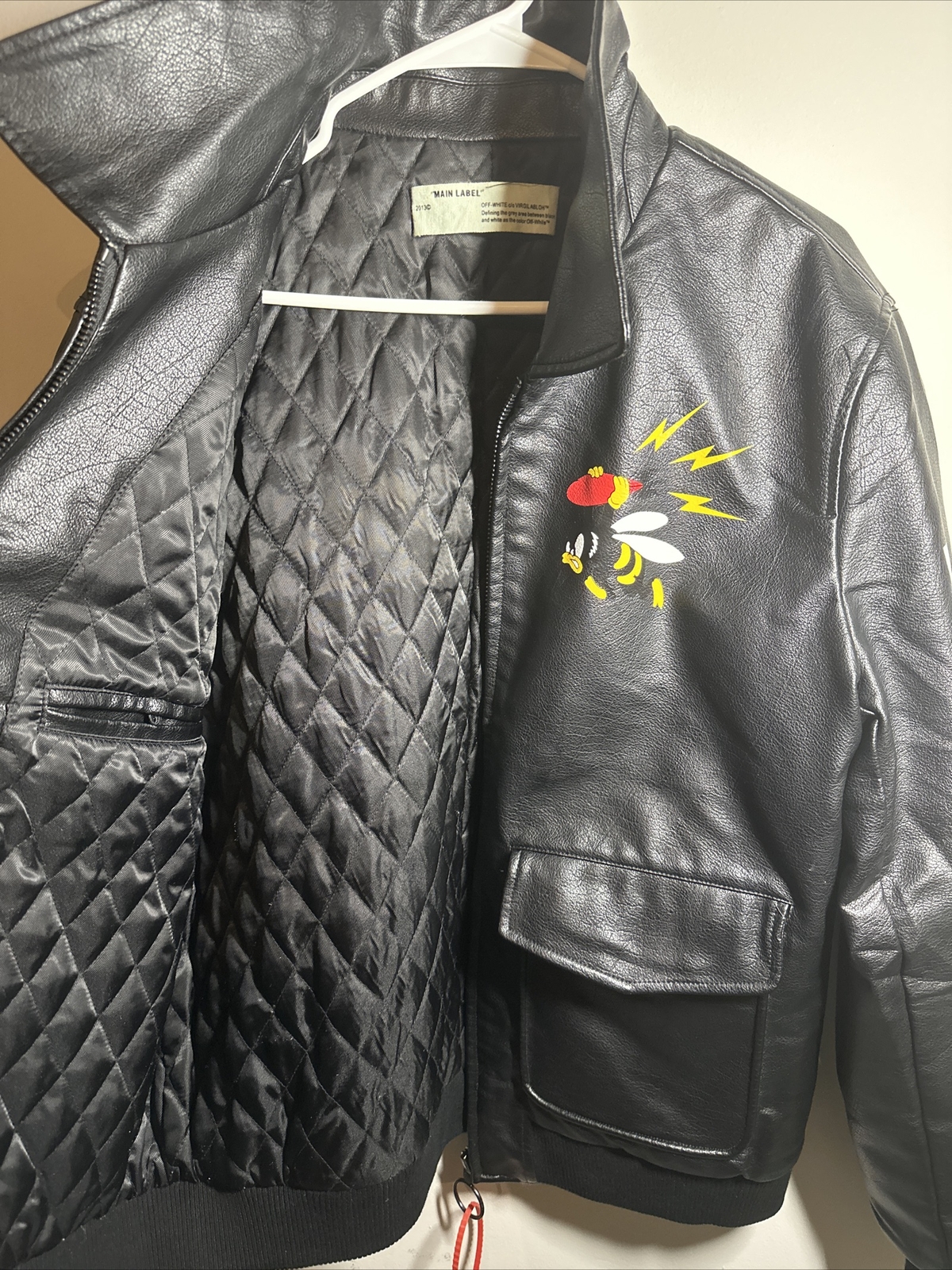 Off White Black Leather Jacket - image 4
