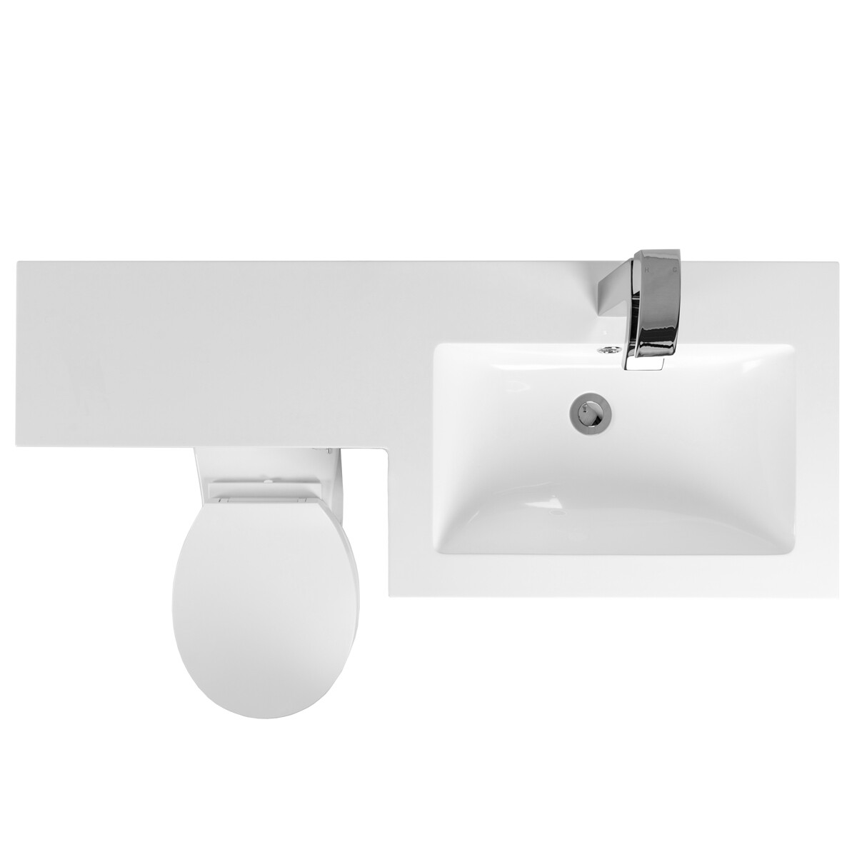 Designer 1100mm RH White Bathroom L Shape Vanity Unit with Basin + BTW Toilet