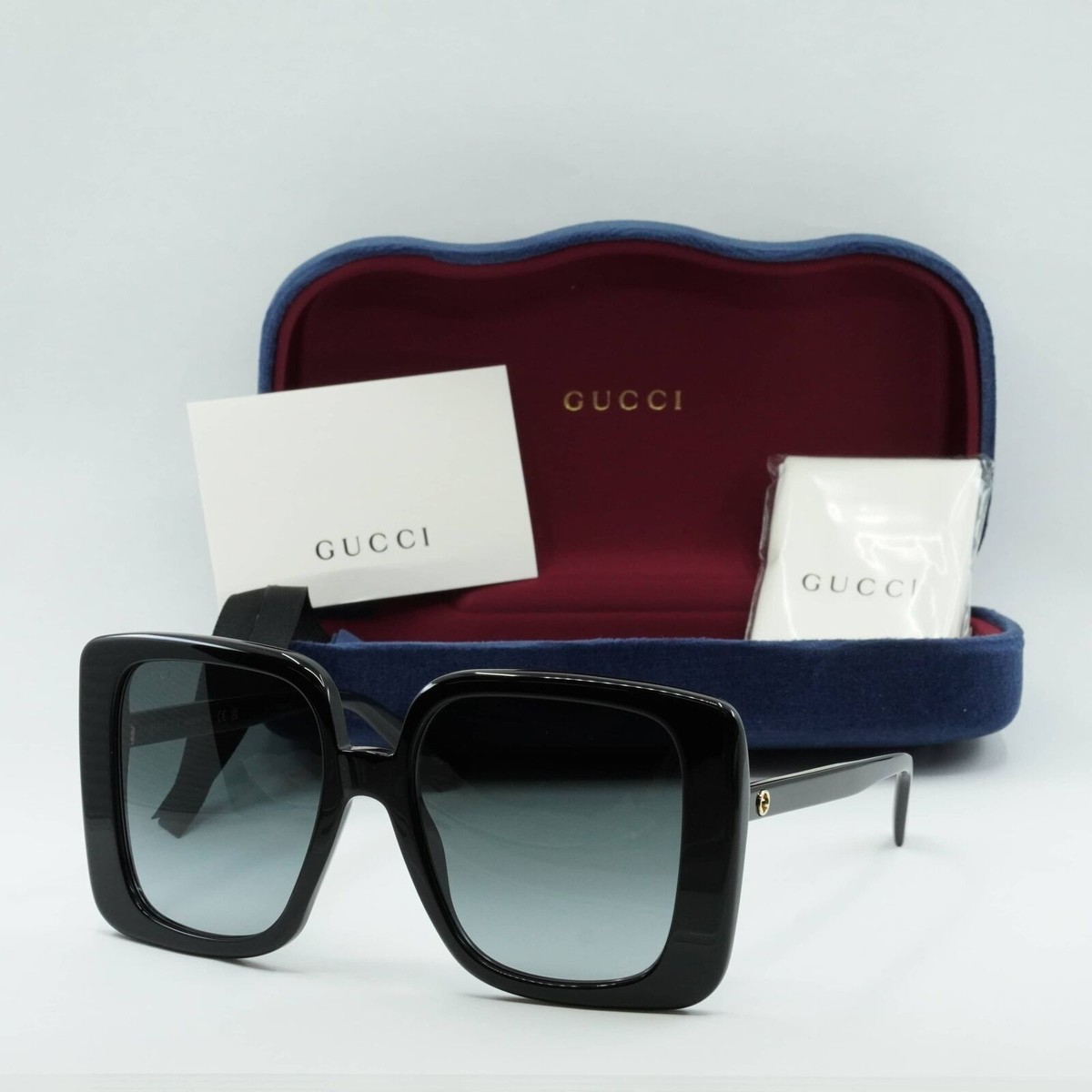 GUCCI スクエアフレムサンクラス GG1314S 001 GUCCI GG1314S 001 Black/Grey Gradient 55-19-140 Sunglasses