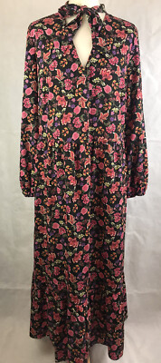 Dunnes mehrfarbiges Midi-Kittel-Krawatte mit Blumenmuster abgestuft Large A67