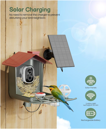 PEEIPM Bird Feeder with Camera Solar Smart Bird House with Camera Outdoor Gar... - Picture 4 of 10