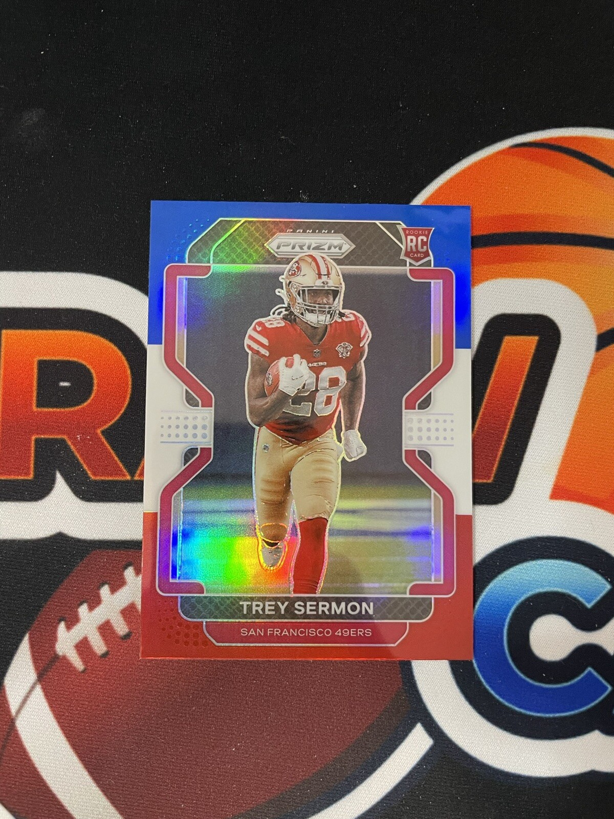 2021 Panini Prizm Trey Sermon Red White Blue Rookie Prizm SP 354 RC SF 49ers